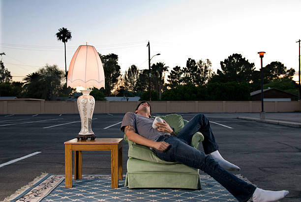 Unusual spot to sleep stock photo