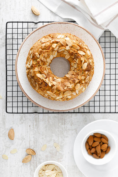 istock French almond cake with nuts. Top view, overhead 1381221363
