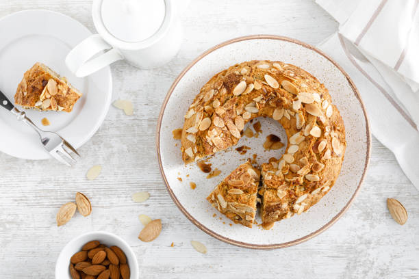 istock French almond cake with nuts. Top view, overhead 1381226764
