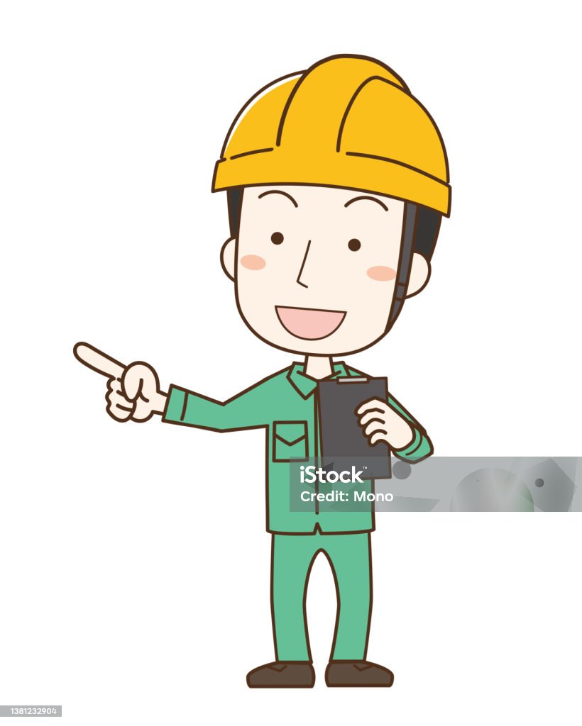 Worker Checking Visual Worker Male Checking By Pointing And Calling Stock Illustration ...