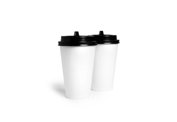 istock White disposable cups with a black lid isolated on a white background. Paper cups. Coffee cups. Takeaway coffee 1381233554