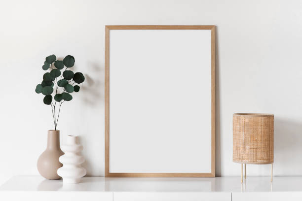 istock Artwork mock-up in interior design. Blank white picture frame template 1381245633