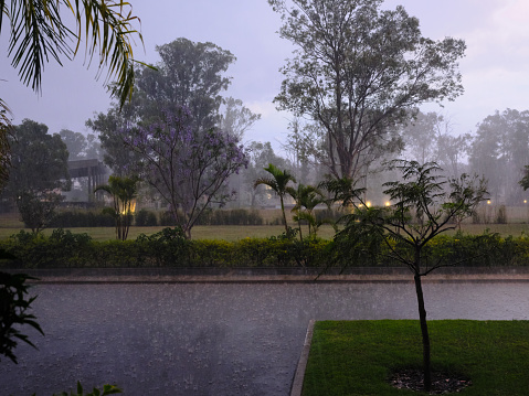 Monsoon season in Antananarivo, Madagascar, Africa. Heavy rain in the afternoon is usual during this season.