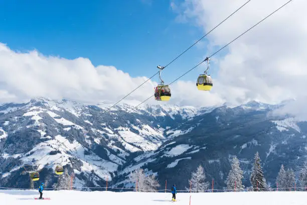 Grossarl and Dorfgastein ski lifts and cable cars in the winter.