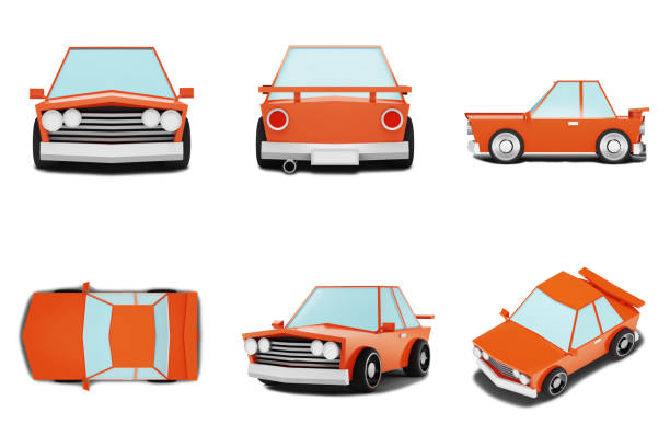 Red vehicle in cute cartoon style.