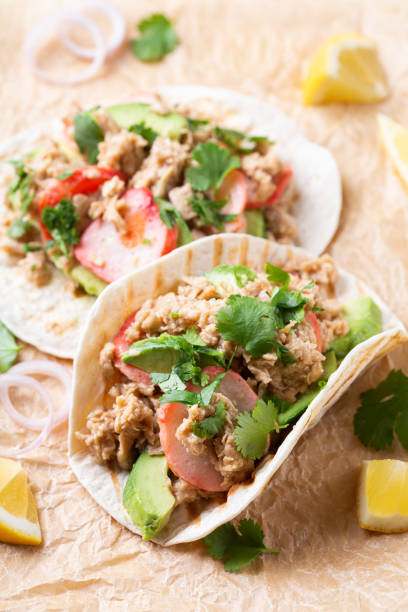 istock Tacos with Plant based canned tuna and vegan crab 1381311200