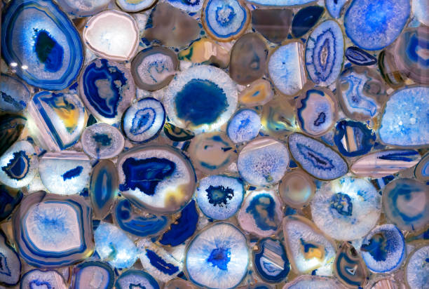 istock Blue agate in section. Texture and background of blue agate. 1381311950