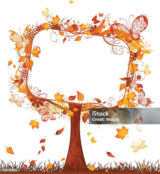 Blank Tablet On Autumn Tree Stock Illustration - Download Image Now - Abstract, Autumn, Backgrounds