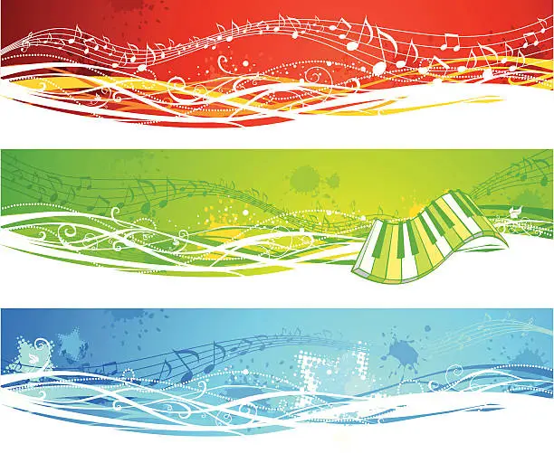 Vector illustration of Three music banners