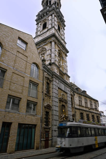istock Tram in Front of a Building in Antwerp, Belgium 1381339445