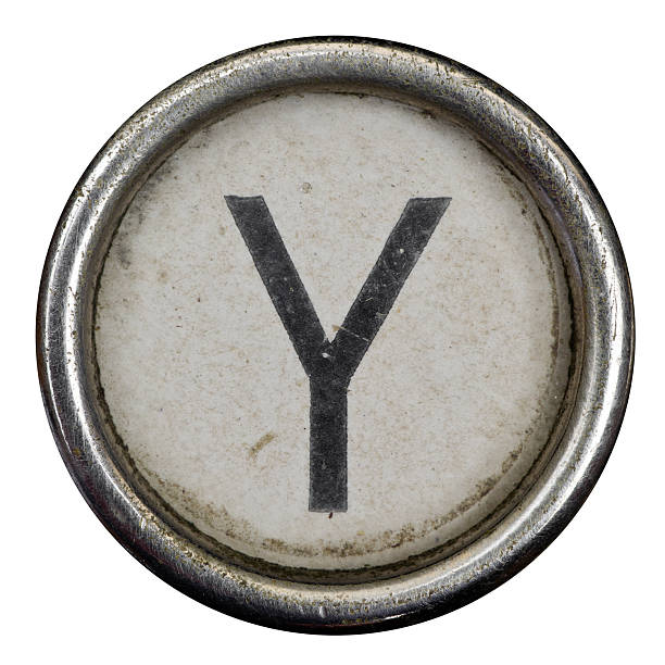 y key eine vollständige alphabet von grungey schreibmaschine - letter y typebar old text stock-fotos und bilder