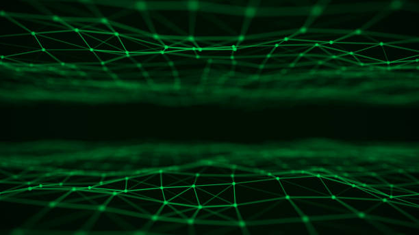 istock Digital technology double wave. Dark cyberspace with motion dots and lines. Futuristic digital background. Big data analytics. 3d rendering. 1381344135