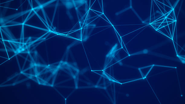 istock Business futuristic backdrop. Network connection structure cyberspace with moving particles. Abstract cyber security background. 3D rendering. 1381346401