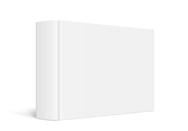 istock Vector mockup of standing horizontal hardcover book with white blank cover isolated. 1381347090