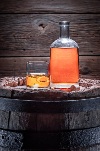 istock Old and noble brendy labeled and shipment from old distillery. 1381347208