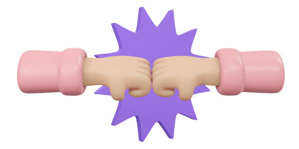 istock 3D Rendering of hand bump sign isolate on white background. 3D Render illustration cartoon style. 1381350668