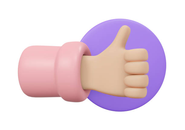 istock 3D Rendering of thump up hand sign isolate on white background. 3D Render illustration cartoon style. 1381351179