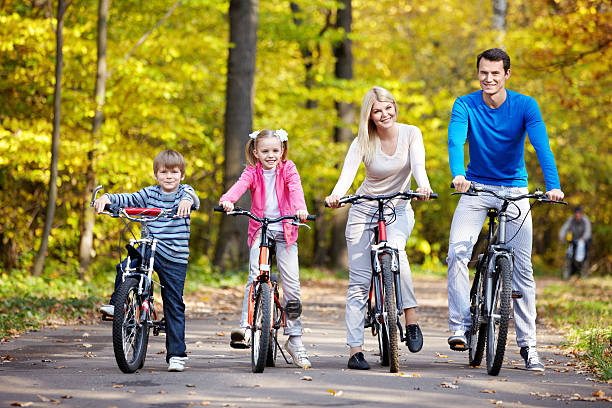 istock Families with children on bicycles 138136931