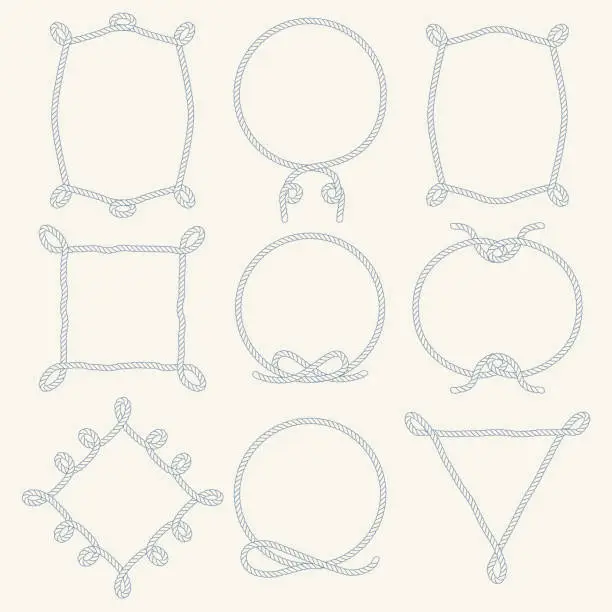 Vector illustration of Nautical Rope Borders Set