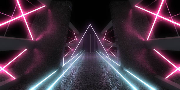 istock 3D abstract background with neon lights. neon tunnel  .space construction . .3d illustration 1381389345