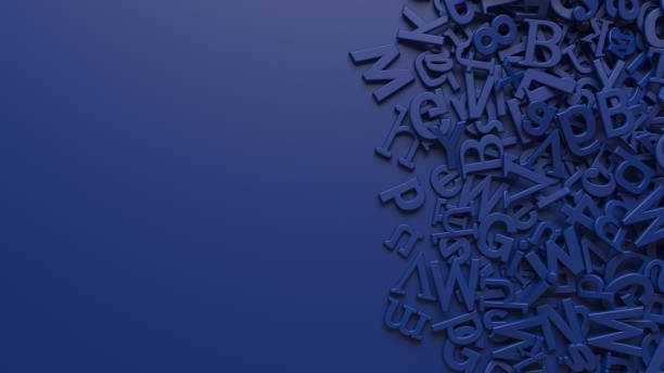 istock Rendering of 3D blue alphabet letters over blue background 1381414759