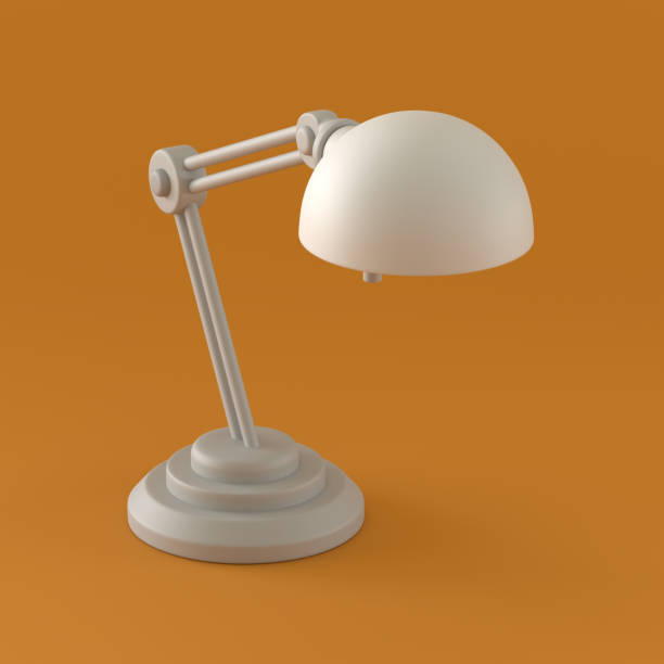istock Monochrome Single Color Table Lamps in Orange Background, 3d Rendering 1381415816