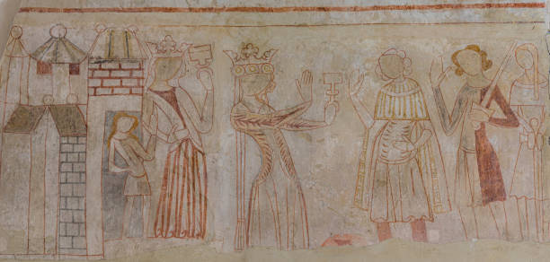 istock medieval apparel on an ancient fresco from the 1300s 1381424003
