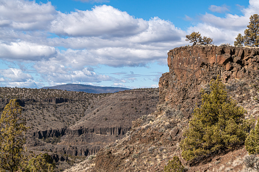 Basalt cliffs near the Crooked River as it passes through the Ochoco Mountain area of Oregon
