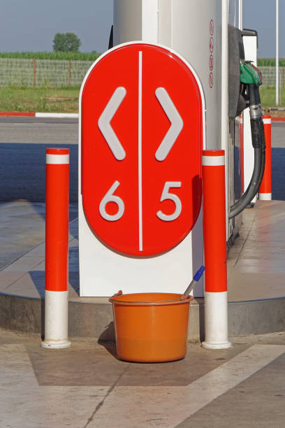 istock Petrol station arrow sign 1381434323