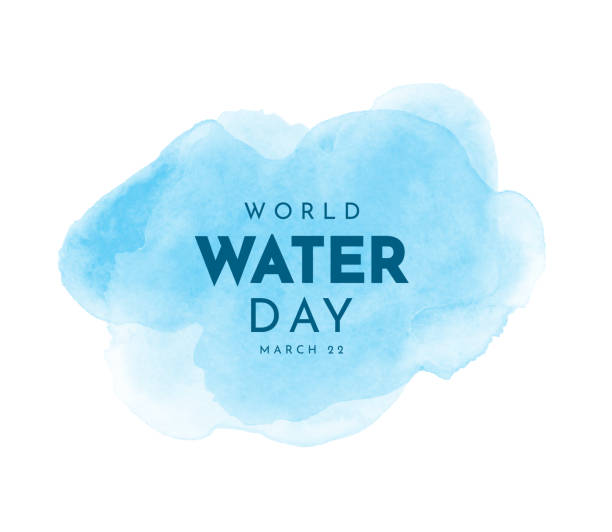 ilustrações, clipart, desenhos animados e ícones de cartão de aquarela do dia mundial da água. vetor - dia mundial da agua