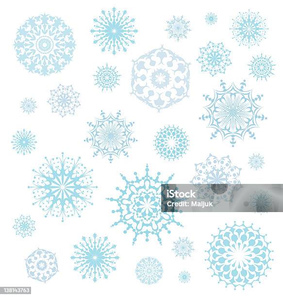 Ilustración de Vector Snowflakes y más Vectores Libres de Derechos de Azul - Azul, Blanco - Color, Caer