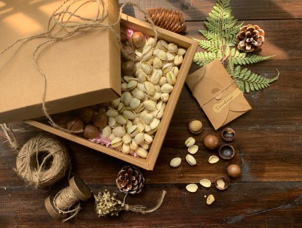istock Pistachios and macadamia in a box 1381440576