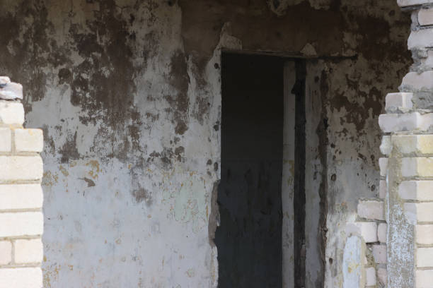 istock Slums, ruined residential building. 1381462215