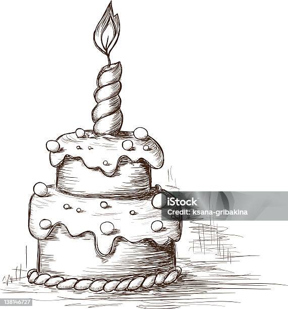 Hand Zeichnen Kuchen Stock Vektor Art und mehr Bilder von Backen - Backen, Geburtstag, Geburtstagstorte