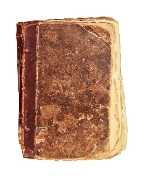 istock Ancient book cover  isolated on white background. Great texture, decrepit yellowed paper. 1381468291