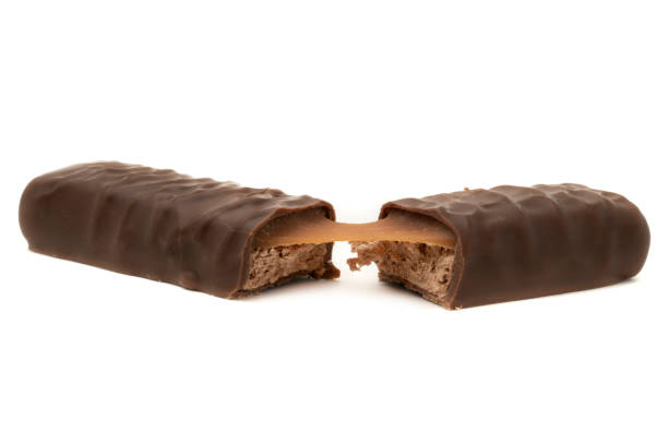 istock Caramel chocolate bar isolated  on white background. 1381468846