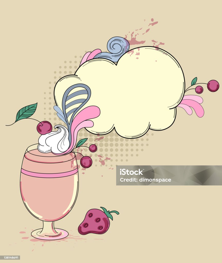 Drink with strawberry Hand drawn retro vector drink with strawberry and cherry. EPS 10 file, contains transparencies 1940-1949 stock vector