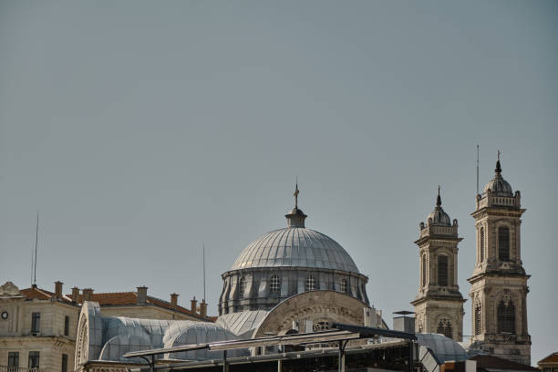 Low angle view of dome of Hagia Triada Greek Orthodox Church, Istanbul Church at Taksim Square istanbul, Low angle view of dome of Hagia Triada Greek Orthodox Church, Istanbul greek orthodox stock pictures, royalty-free photos & images