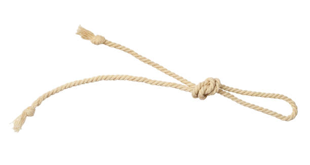 istock Beige cotton rope with knot isolated 1381500452