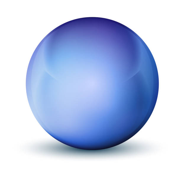 istock Glass blue ball or precious pearl. Glossy realistic ball, 3D abstract vector illustration highlighted on a white background. Big metal bubble with shadow 1381502107