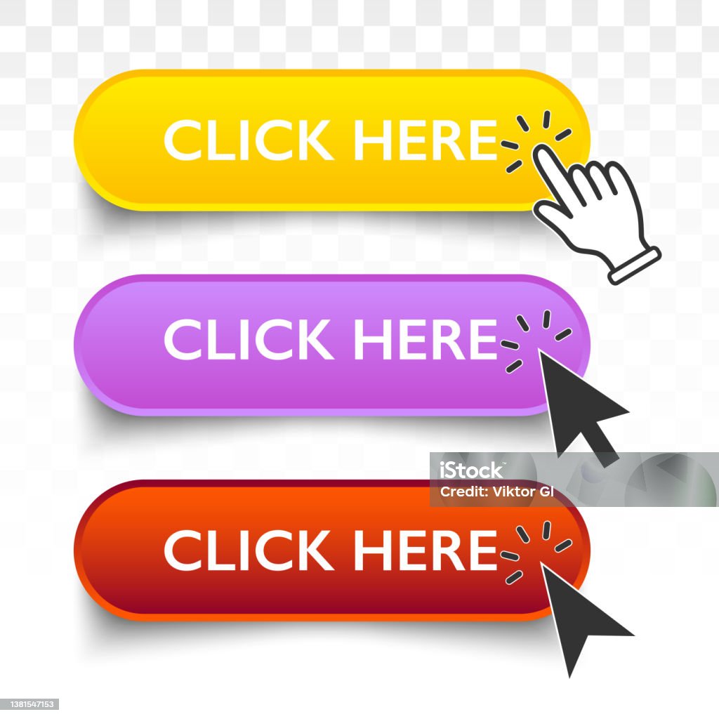Click Here Button With Cursor Set For Button Website Design Click ...