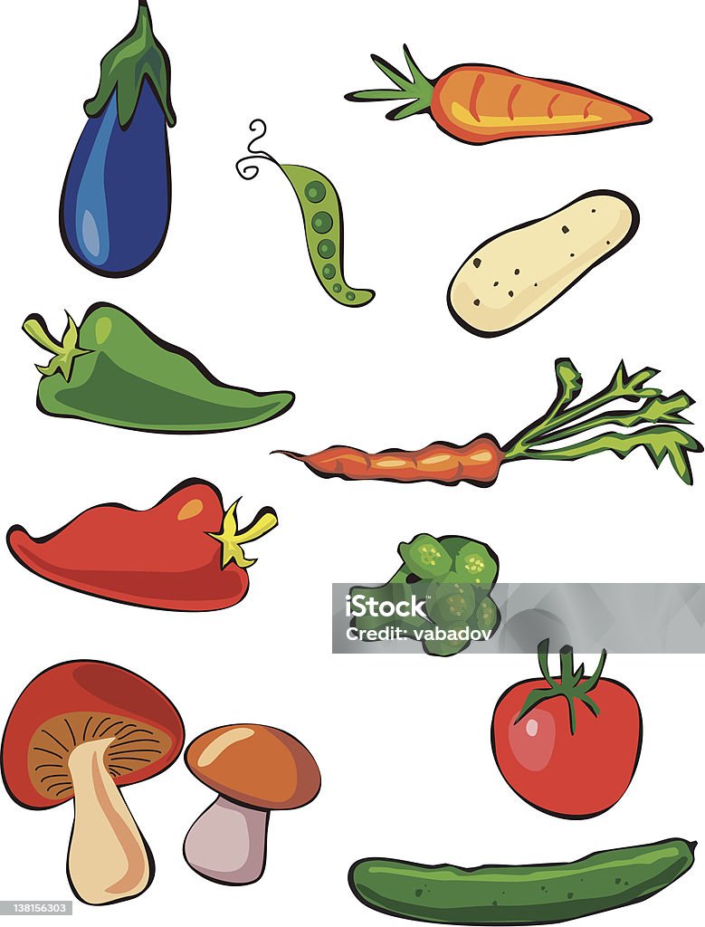 Набор овощей - Векторная графика Баклажан роялти-фри