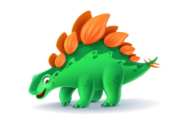 illustrazioni stock, clip art, cartoni animati e icone di tendenza di illustrazione di stegosauro cartone animato per bambini - stegosauro