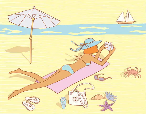 Vector illustration of On a beach