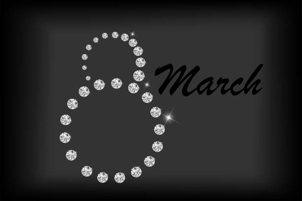 istock Vector. March 8, International Women's Day. Number consisting of diamonds, calligraphic handwritten text. Holiday banner, web poster, flyer, brochure, card, cover, background, poster, invitation. 1381580631