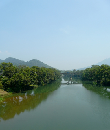 View along waterfront and Mekong river in Chiang Kong, Chiang Rai