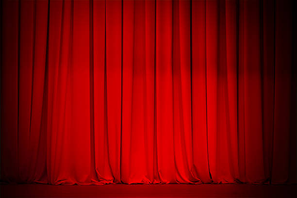 istock Long red hanging curtain in the theatre 138160839