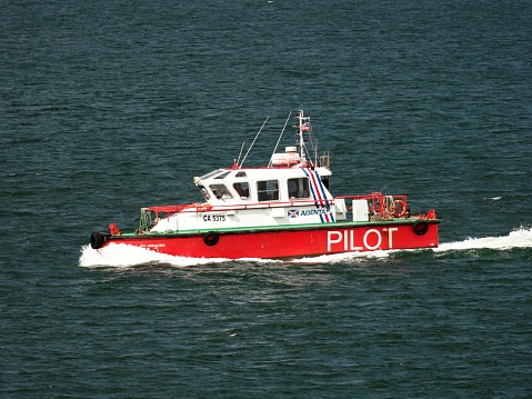 A U.S. Coast Guard ship at port in upper Michigan.