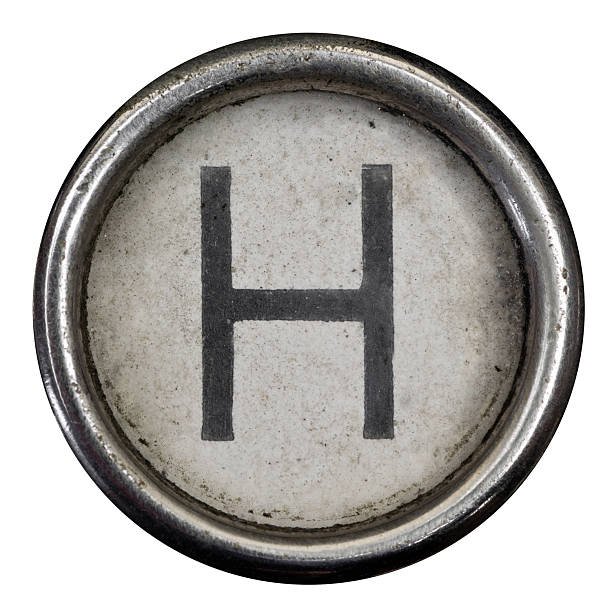 h key eine vollständige alphabet von grungey schreibmaschine - letter h typewriter key typewriter old stock-fotos und bilder