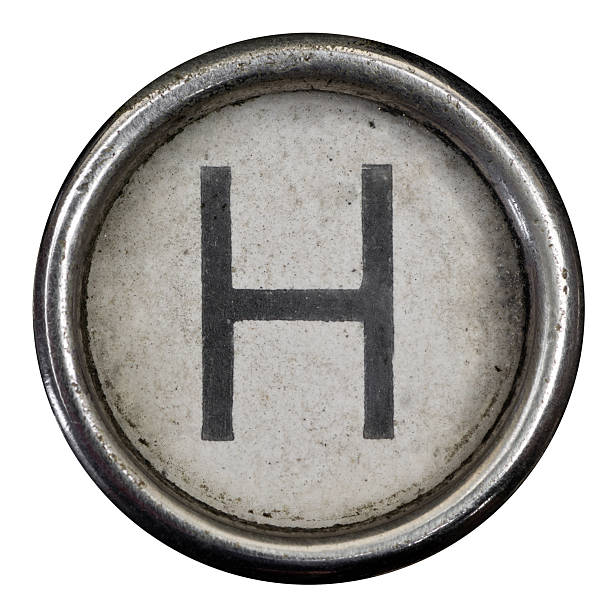 h key de un alfabeto de grungey de máquina de escribir - letter h typewriter alphabet old fotografías e imágenes de stock